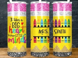 Teacher Personalize Custom Gift Design 20oz Skinny Tumbler Travel Mug Cup - Picture 1 of 2