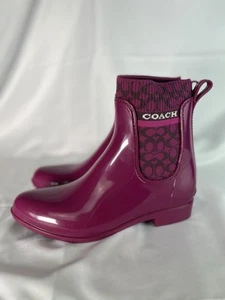 Womens Coach Rivington Rain Booties Watermelon Rubber Size 8 - Picture 1 of 8