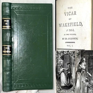 1793 THE VICAR OF WAKEFIELD OLIVER GOLDSMITH LEATHER 2VLS IN 1 BRITISH CLASSIC - Picture 1 of 19