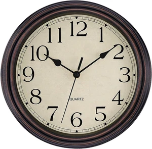 Retro Silent Non-Ticking round Classic Clock Quartz Decorative Battery Operated  - Picture 1 of 12