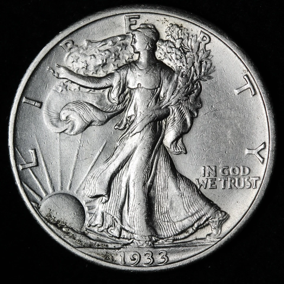 1933-S Walking Liberty Silver Half Dollar AU E350 ZRLT - Image 1 of 2