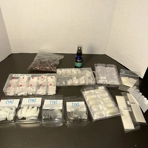 Lote de puntas de uñas curva C, natural y transparente, bandas de lijado M, tiras envolventes de seda - Imagen 1 de 12