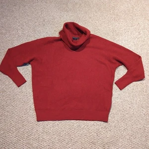 Tahari Extrafine Merino Wool Sweater Womens Medium Red Turtle Neck - Picture 1 of 6