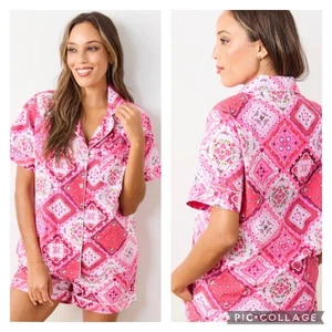 Print Fresh kurzer Pyjama Set Vintage Valentinstag Herzen Blumen rosa rot Gr. Small - Bild 1 von 11