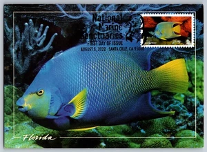 #5713i Marine Sanctuaries Queen Angelfish FDC Maxi Card w/Pictorial Cancel - Picture 1 of 2