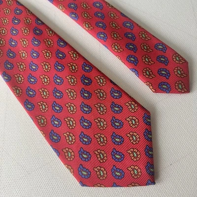 "Corbata Jaeger 100 % seda roja Repp para hombre corbata geométrica hecha en Italia 59"" x 3,25""" Foto 1 de 4