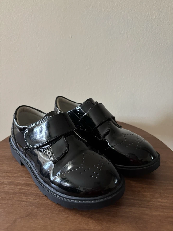 Elegant Black Boys Patent Leather shoes with Strap Closure Size 2 - Image 1 of 4