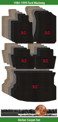 Juego de alfombrillas bereber personalizadas para Ford Mustang 1984-1999 con logotipo (5 piezas) #MCE Foto 1 de 4