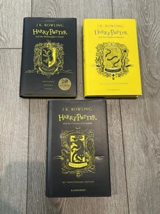 Harry Potter Books 1-3 20th Anniversary Hufflepuff Edition Yellow Colored Edges - Picture 1 of 5