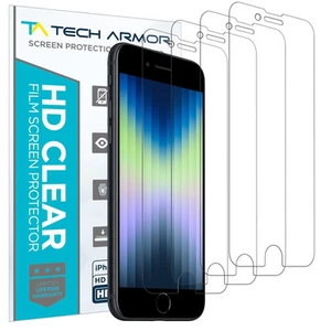 Pack de 4 protecteurs d'écran film plastique transparent Tech Armor HD pour iPhone SE 3 (2022) - Photo 1 sur 5