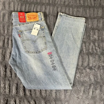 Levi's 513 32x30 Slim Straight Stretch Light Wash Denim Jeans Altered Inseam - Image 1 of 4