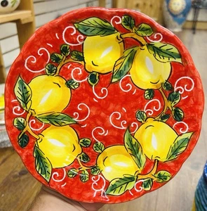 Sorrento Lemon Pattern 8 Inch Plate Made/Painted by hand-Italy - Picture 1 of 2