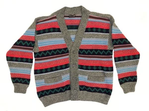 Vintage COOGI Made in Australia Pure Wool Size L 3D Textured Cardigan Sweater - Picture 1 of 10