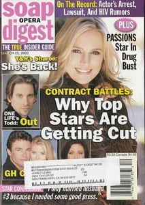 Soap Opera Digest Mar 25, 2003 SHARON CASE-MICHAEL NADER-EILEEN FULTON-PASSIONS - Picture 1 of 6