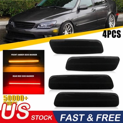 For 2001-2005 Lexus IS300 Smoked Lens Front & Rear LED Side Marker Lights 4PCS - Image 1 of 4