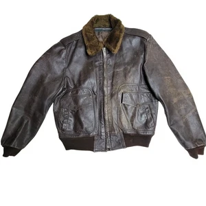 US Vintage Leather G-1 Flight Bomber Jacket Vietnam War No Lining Medium / Large - Bild 1 von 11
