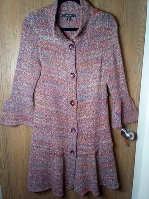 Fever Wm's Bell 短袖纽扣分层伦敦毛衣连衣裙 M 码上好 — 第 1/4 张图片