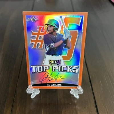 CJ Abrams 2019 Leaf Metal Draft Top Picks ORANGE AUTO #4/7 Nationals HARD SIGNED - Image 1 of 2