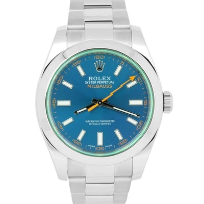 PAPELES Rolex Milgauss Z-Azul Verde Cristal AZUL 40mm 116400 GV Acero Reloj CAJA Foto 1 de 4