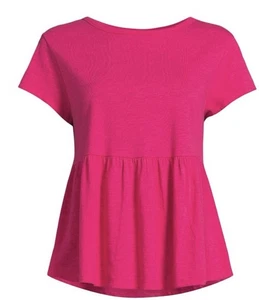 Time And Tru Tie Back Peplum Hot Pink Top! NWT! Size XL! - Picture 1 of 5
