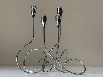 Paire Chandeliers Chromés Design  Vintage Années 90  - Photo 1/4