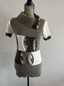 Rock N Roll Sz Sm Short Sleeve Turtleneck Tunic Sweater Graphic Tee Custom Made - Picture 1 of 3