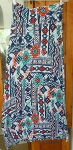 WINDSOR Cintura Alta Plegable Tejido Maxi FALDA Rojo Aqua Azul Marino Estampado Tribal S - Imagen 1 de 2