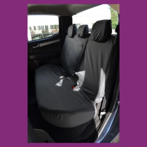 Isuzu DMax 2012-2021 Black Waterproof Tailored Rear (NoArmrest) Bench Seat Cover - Picture 1 of 2