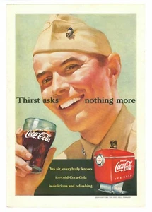 Coca-Cola 1951 soldado de los marines de Estados Unidos anuncio de Coca Cola 7" x 10" - Imagen 1 de 1