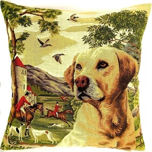 GELBER LABRADOR IN WALDJAGD 18" GOBELIN KISSEN KISSENBEZUG MIT REISSVERSCHLUSS, 5467 - Bild 1 von 7