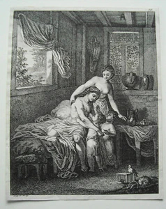 Familia felicidad familiar padre madre hijos grabado en cobre antiguo de Geßner alrededor de 1780 - Imagen 1 de 1