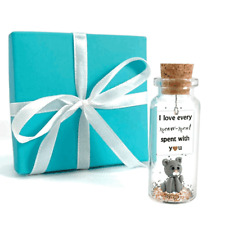 Cute Love Gift Girlfriend Boyfriend Message in a Bottle in Teal Gift Box