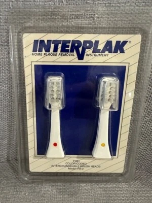 Vintage 1991 Interplak Replacement Brush Heads RB-2 Red Yellow Color Coded NOS - Image 1 of 3