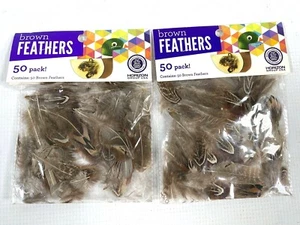 NEW BROWN FEATHERS - 50 per pack X 2 = 100 feathers CRAFT PROJECTS or FLY TYING - Picture 1 of 4