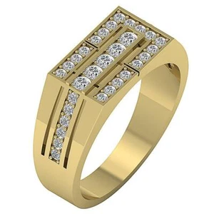 Genuine Diamond VVS1 F 0.75Ct Men's Engagement Ring 14K Solid Gold Appraisal 8mm - Picture 1 of 8