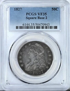 1827 Capped Bust Half Dollar VF35 Square Base 2 PCGS Graded Silver Coin - Picture 1 of 2