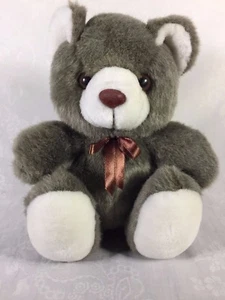 Goffa International Plush Stuffed Teddy Bear 9" Sitting. Grey/Brown/White VGC - Bild 1 von 6