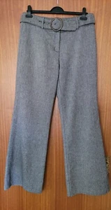 Vintage Style Grey Per Una Straight Leg Trausers Wool Blend Size 12 Long Length - Picture 1 of 4