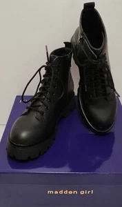 Madden Girl "Stantton" Black Lace/Zip Up Combat Boots Women's Size 6.5 New - Picture 1 of 12