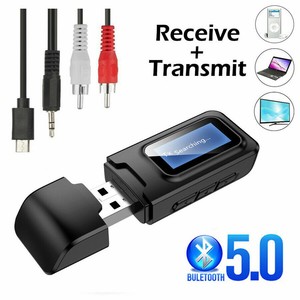 Bluetooth 5.0 Audio Stereo Transmitter Receive LCD USB Adapter For TV PC Car AUX