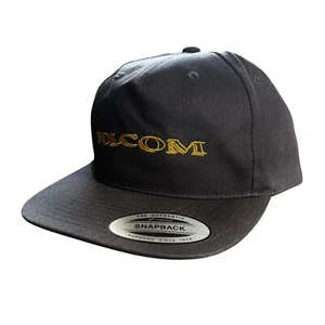 NWT Volcom Volbaige Twill Trucker Cap O/S Dark Gray & Yellow Snap Back Men's Hat - Picture 1 of 9