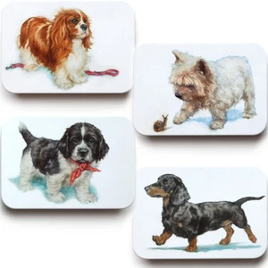 4 CAJAS DE HOJALATA PARA PERROS Y CACHORROS Jo Stockdale Organizador de recuerdo de metal Almacenamiento Baratija Regalo - Imagen 1 de 3