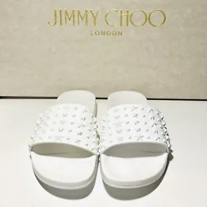 Jimmy Choo White Rey Slides- Size 40 *New without Box* - Picture 1 of 5