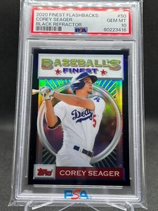 Corey Seager 2020 Topps Finest Flashbacks BLACK 06/25 PSA 10 Gem Mint Card #50