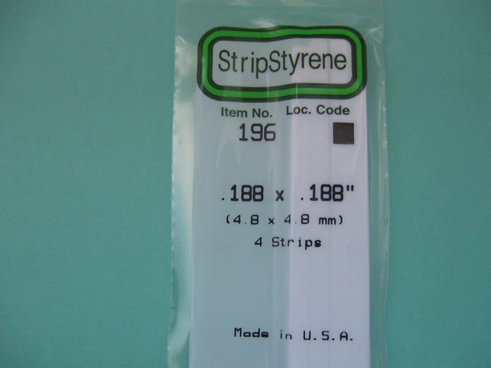 (4,35 €/m), Vierkantstab 4,8 x 4,8 x 350 mm, Evergreen 196