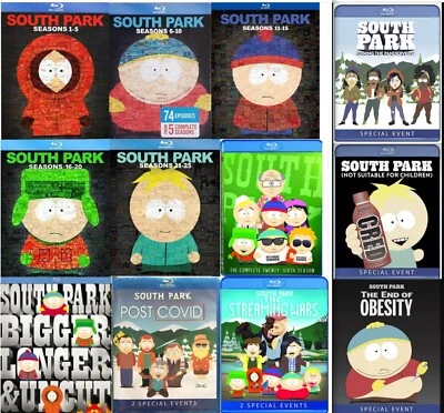 SOUTH PARK Seasons 1-26+7 Special Events+Movie 12 Blu-ray Sets 11-15 16-20 21-25 - Image 1 of 4