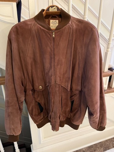 HERMÈS Giacca uomo marrone e marrone Hermes Paris Agneau pelle di agnello taglia 52