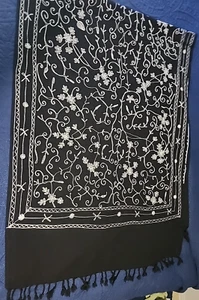 New Shawl Pashmina Black Women Luxury Embroidered 80x28.5 - Bild 1 von 7