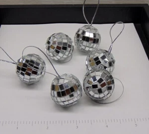 12 Mini Mirror Disco Ball w/ Cord ~ Christmas Ornaments 1-1/8" (3cm 1+ inch - Picture 1 of 6
