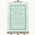 Winter Green Pick A Prop Photobooth Personalised Wedding Sign